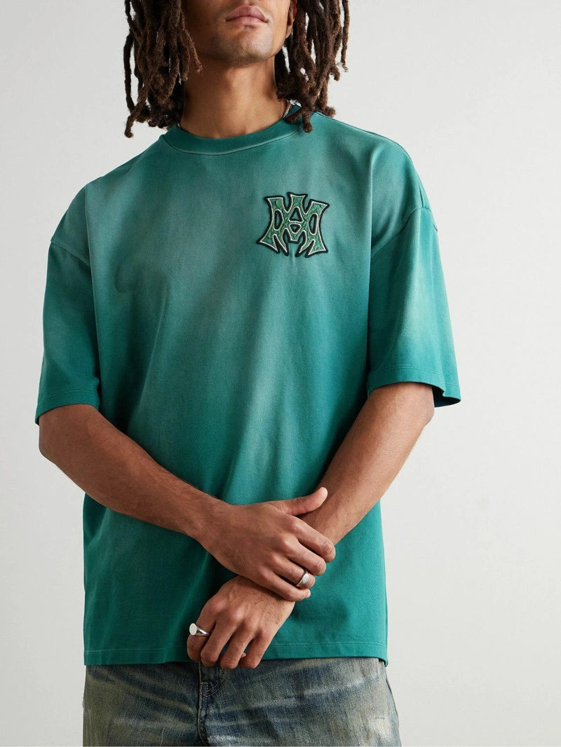 Amiri Logo Patch Tie-Dye Green T-Shirt – Oversized Fit