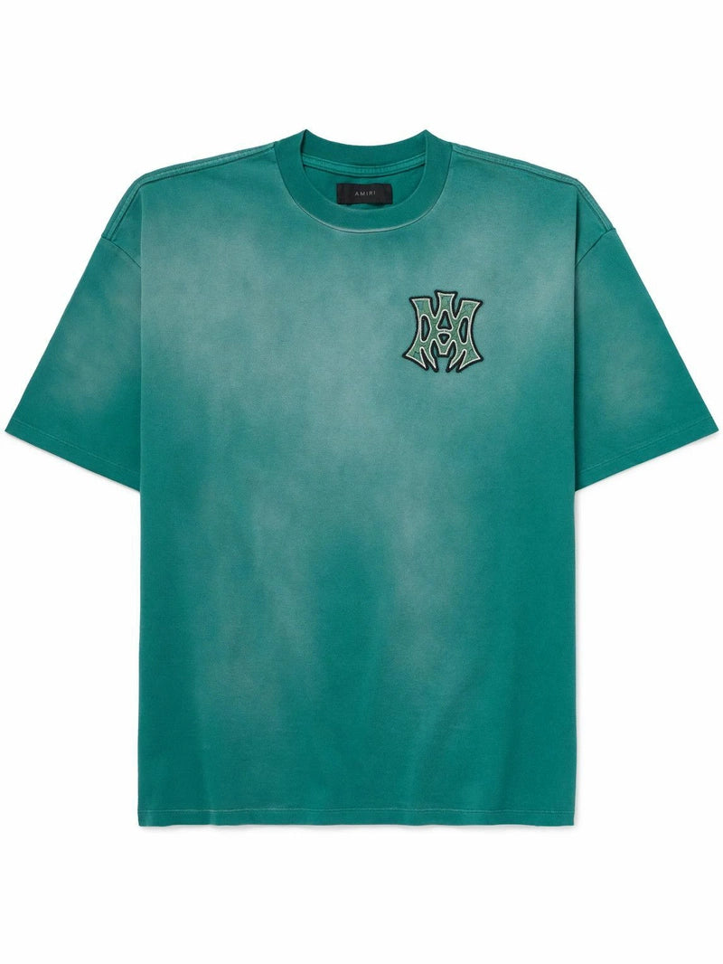 Amiri Logo Patch Tie-Dye Green T-Shirt – Oversized Fit