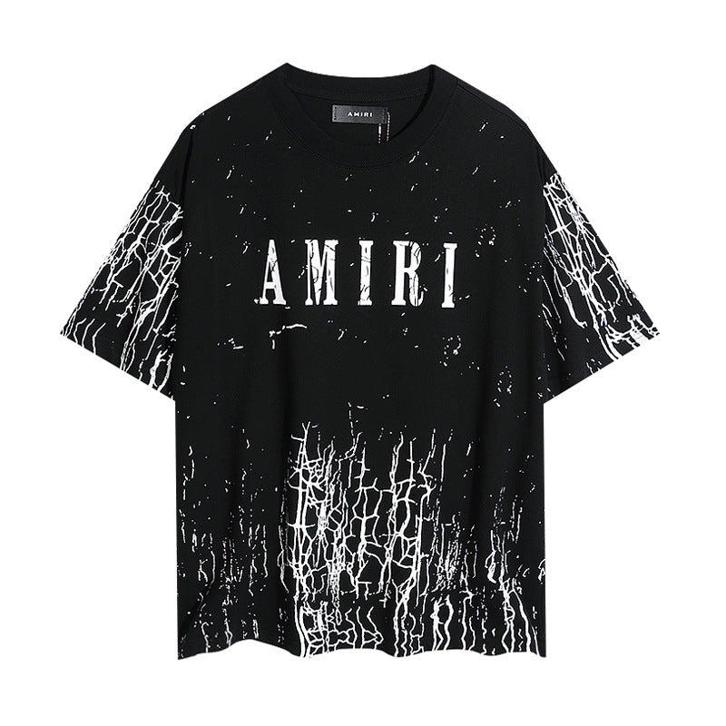 AMIRI Black & White Crackle Print T-Shirt