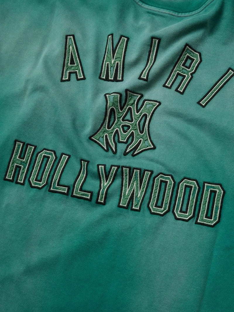 Amiri Logo Patch Tie-Dye Green T-Shirt – Oversized Fit
